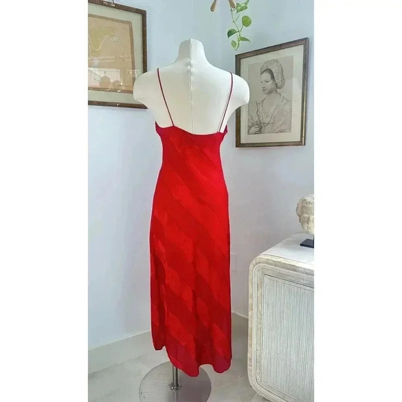 Vintage Sheer Red Nightgown with Floral Pattern Romantic Sleepwear Slip Dress - Picture 2 of 4